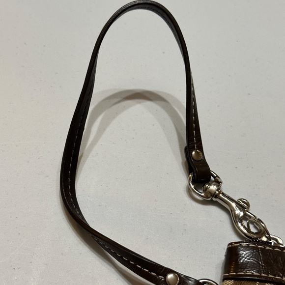 COACH Wristlet Brown Small Purse Signature Jacquard Pleated Monogram - Picture 4 of 14